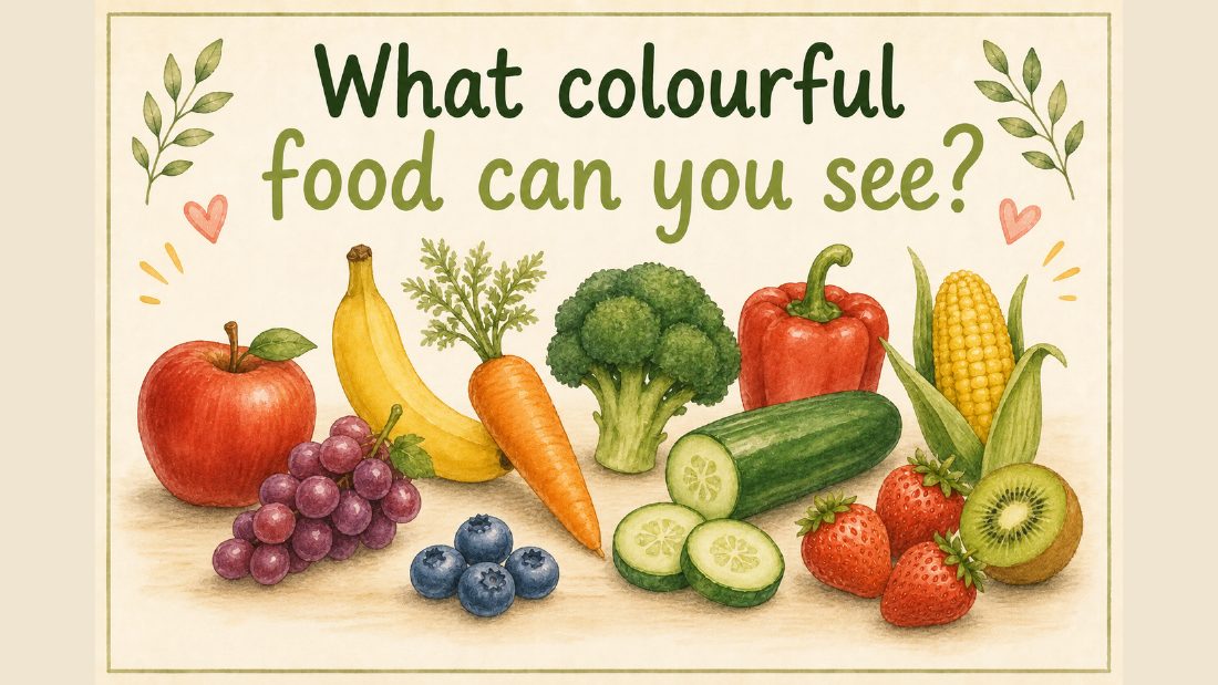 Kai card: What colourful food can you see?