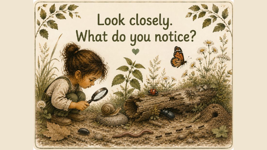 Bugs & Minibeasts card: Look closely. What do you notice?